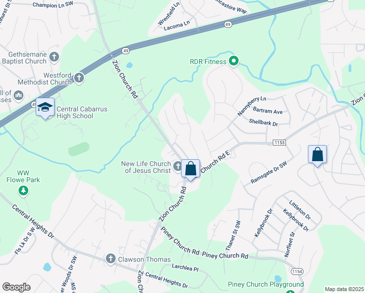 map of restaurants, bars, coffee shops, grocery stores, and more near 744 Sir Raleigh Drive in Concord