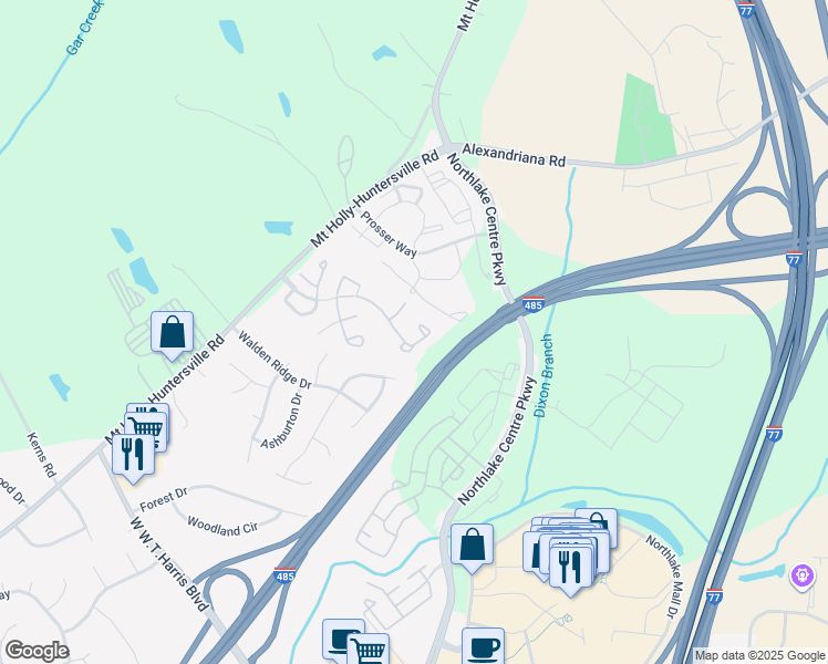 map of restaurants, bars, coffee shops, grocery stores, and more near 8360 Rudolph Road in Charlotte