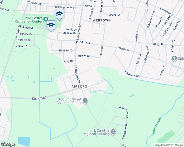 map of restaurants, bars, coffee shops, grocery stores, and more near 1600 Hodges Avenue in Goldsboro