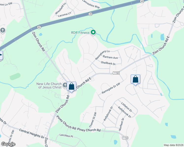 map of restaurants, bars, coffee shops, grocery stores, and more near 613 Bloomover Street in Concord