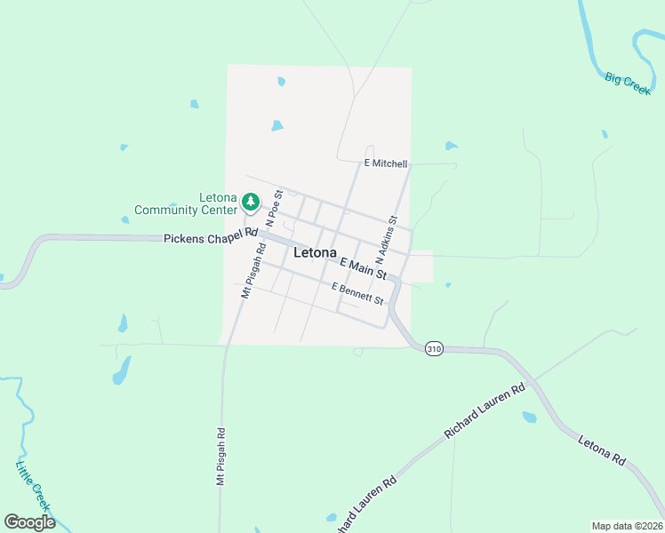 map of restaurants, bars, coffee shops, grocery stores, and more near 105 South West Street in Letona