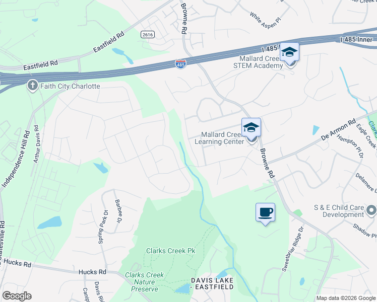 map of restaurants, bars, coffee shops, grocery stores, and more near 9421 Harding Place in Charlotte