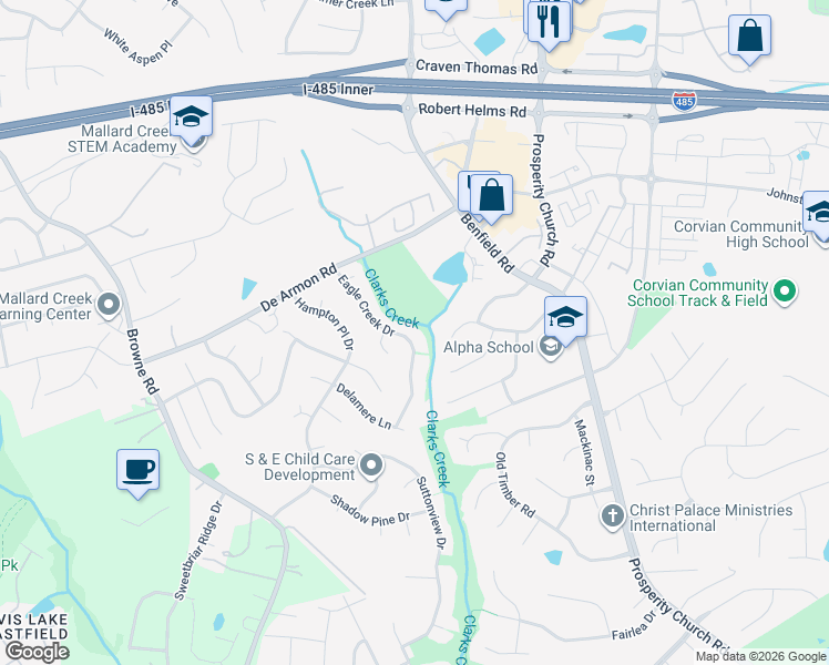 map of restaurants, bars, coffee shops, grocery stores, and more near in Charlotte