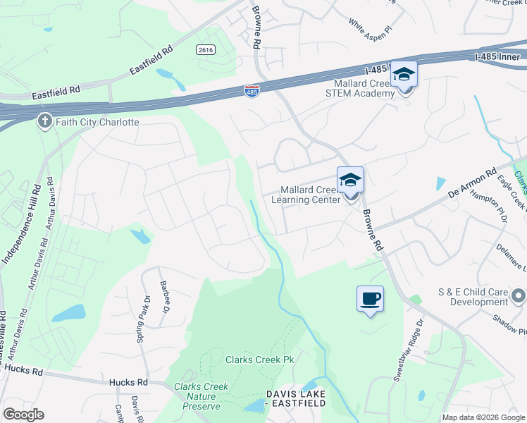 map of restaurants, bars, coffee shops, grocery stores, and more near 9421 Harding Place in Charlotte