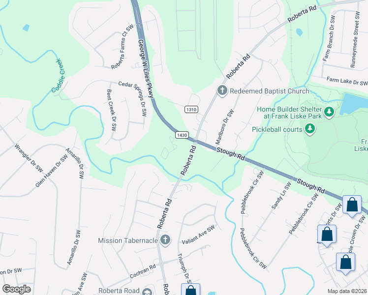 map of restaurants, bars, coffee shops, grocery stores, and more near 3458 Roberta Road in Concord