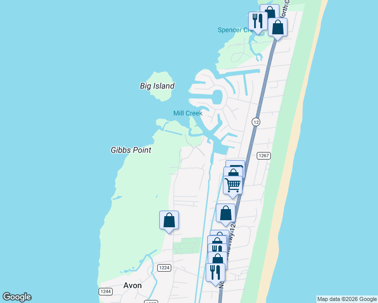 map of restaurants, bars, coffee shops, grocery stores, and more near 40061 North End Road in Avon