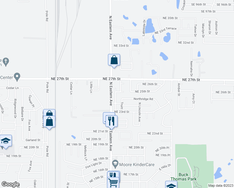 map of restaurants, bars, coffee shops, grocery stores, and more near 2520 Thomas Drive in Oklahoma City