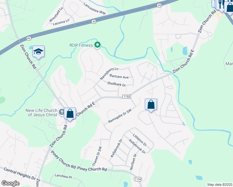 map of restaurants, bars, coffee shops, grocery stores, and more near 3991 Tallowtree Lane in Concord
