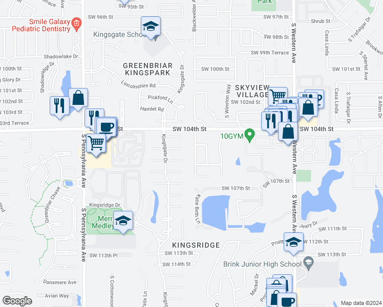 map of restaurants, bars, coffee shops, grocery stores, and more near 10609 South Blackwelder Avenue in Oklahoma City