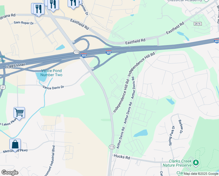 map of restaurants, bars, coffee shops, grocery stores, and more near 10216 Old Statesville Road in Charlotte