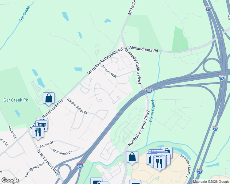 map of restaurants, bars, coffee shops, grocery stores, and more near 8360 Rudolph Road in Charlotte