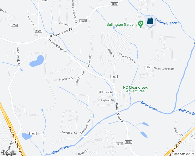 map of restaurants, bars, coffee shops, grocery stores, and more near 2984 Howard Gap Road in Hendersonville