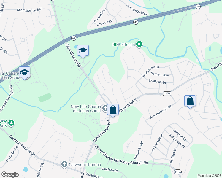 map of restaurants, bars, coffee shops, grocery stores, and more near 3955 Old Glory Drive in Concord