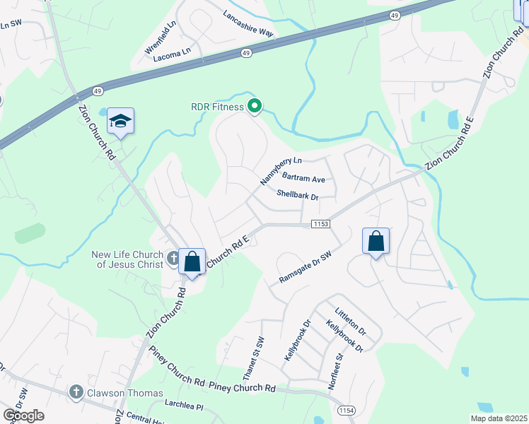 map of restaurants, bars, coffee shops, grocery stores, and more near 656 Bright Orchid Avenue in Concord