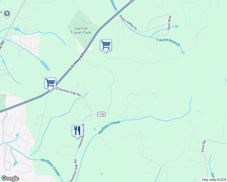 map of restaurants, bars, coffee shops, grocery stores, and more near 268 Sycamore Ridge Drive in Hendersonville