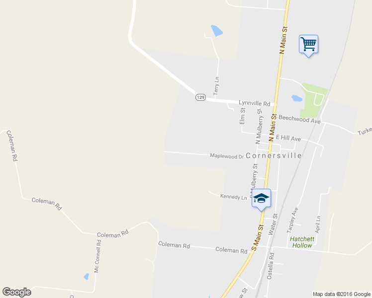 map of restaurants, bars, coffee shops, grocery stores, and more near 430 Maplewood Dr in Cornersville