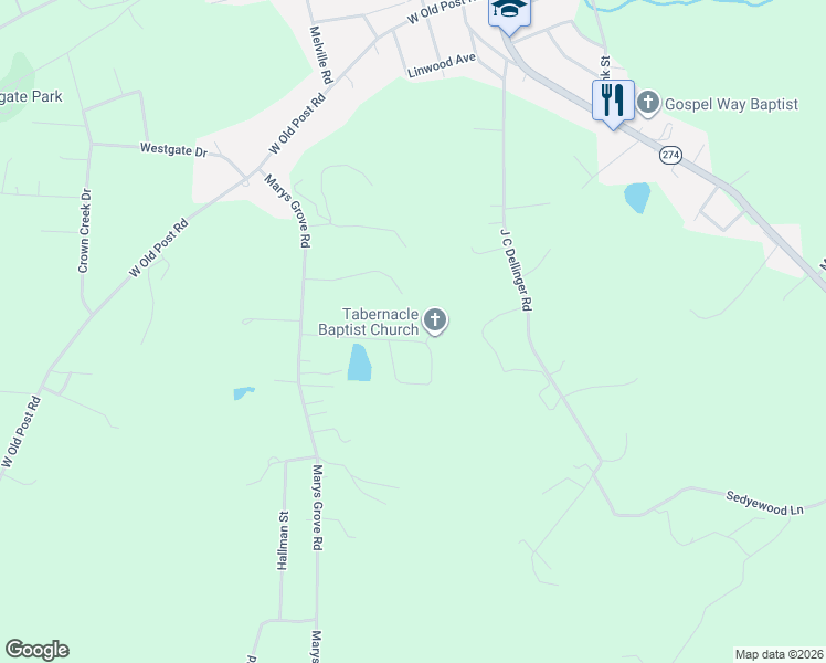 map of restaurants, bars, coffee shops, grocery stores, and more near 124 Stonewood Estates Drive in Cherryville