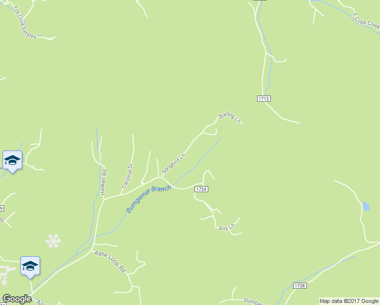 map of restaurants, bars, coffee shops, grocery stores, and more near 186 Songbird Lane in Sylva
