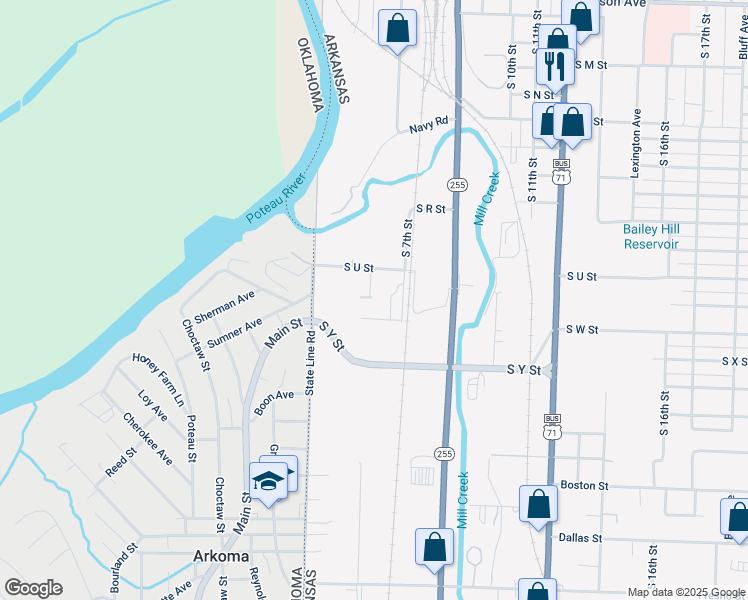 map of restaurants, bars, coffee shops, grocery stores, and more near 428 South U Street in Fort Smith