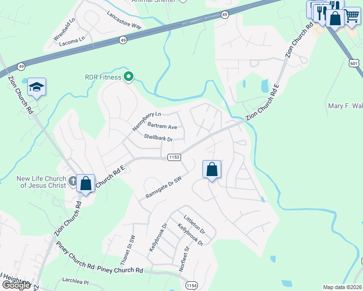 map of restaurants, bars, coffee shops, grocery stores, and more near 3899 Quiet Stream Drive in Concord