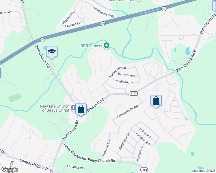 map of restaurants, bars, coffee shops, grocery stores, and more near 657 Bright Orchid Avenue in Concord