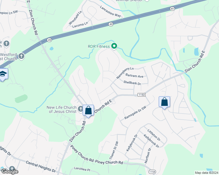 map of restaurants, bars, coffee shops, grocery stores, and more near 669 Nannyberry Lane in Concord