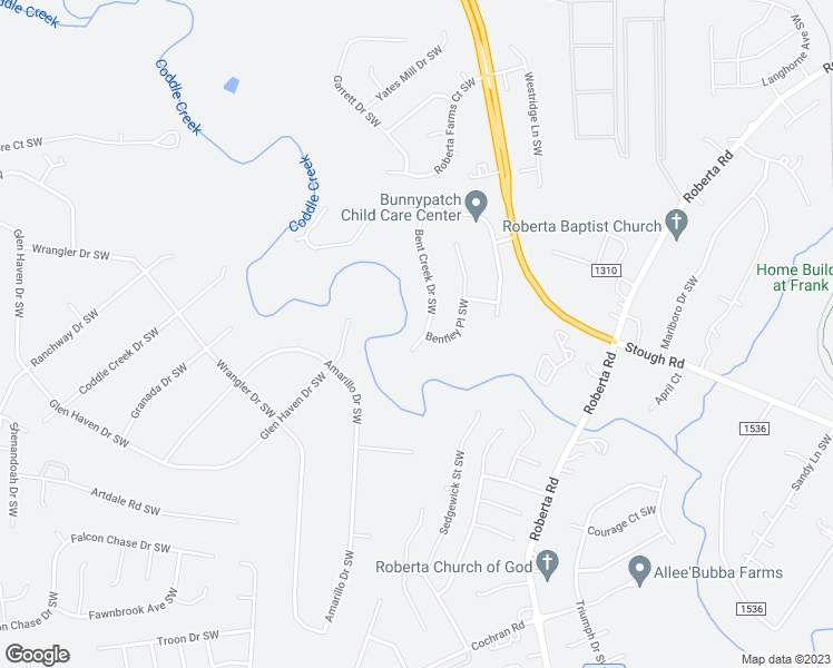 map of restaurants, bars, coffee shops, grocery stores, and more near 3866 Bent Creek Drive Southwest in Concord