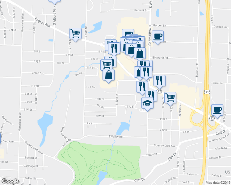 map of restaurants, bars, coffee shops, grocery stores, and more near 4914 Saint Andrews Way in Fort Smith