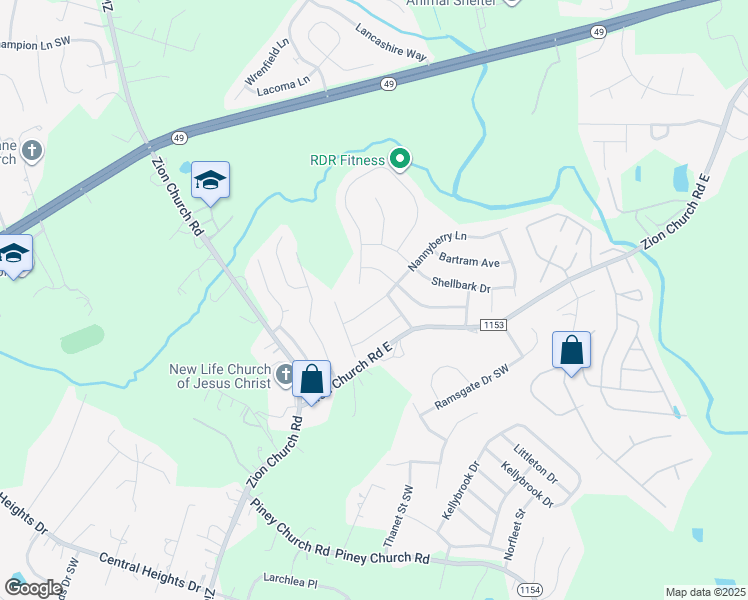 map of restaurants, bars, coffee shops, grocery stores, and more near 669 Nannyberry Lane in Concord