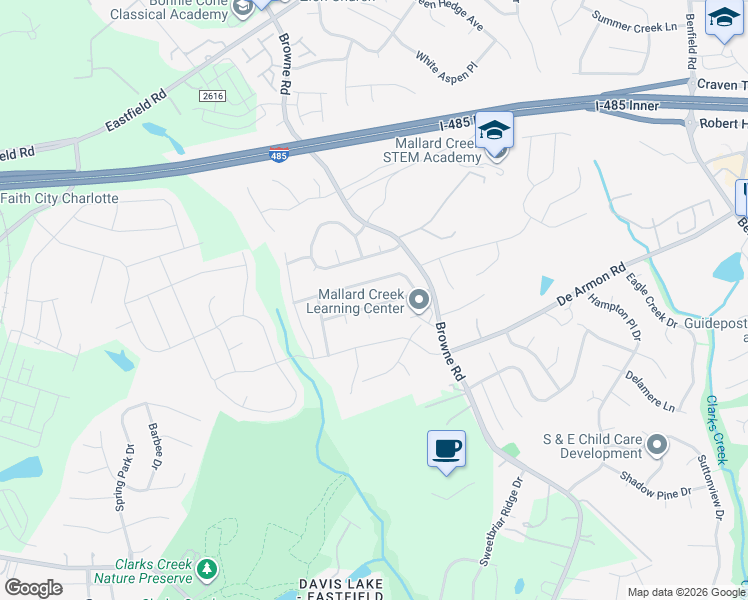 map of restaurants, bars, coffee shops, grocery stores, and more near in Charlotte