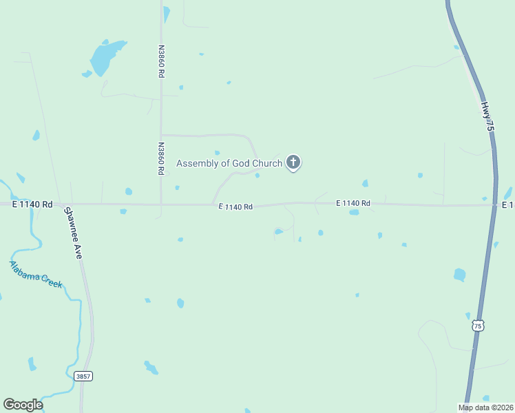 map of restaurants, bars, coffee shops, grocery stores, and more near E1140 Road in Weleetka