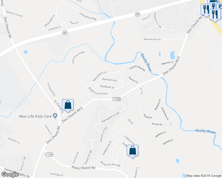 map of restaurants, bars, coffee shops, grocery stores, and more near 3962 Tallowtree Lane in Concord