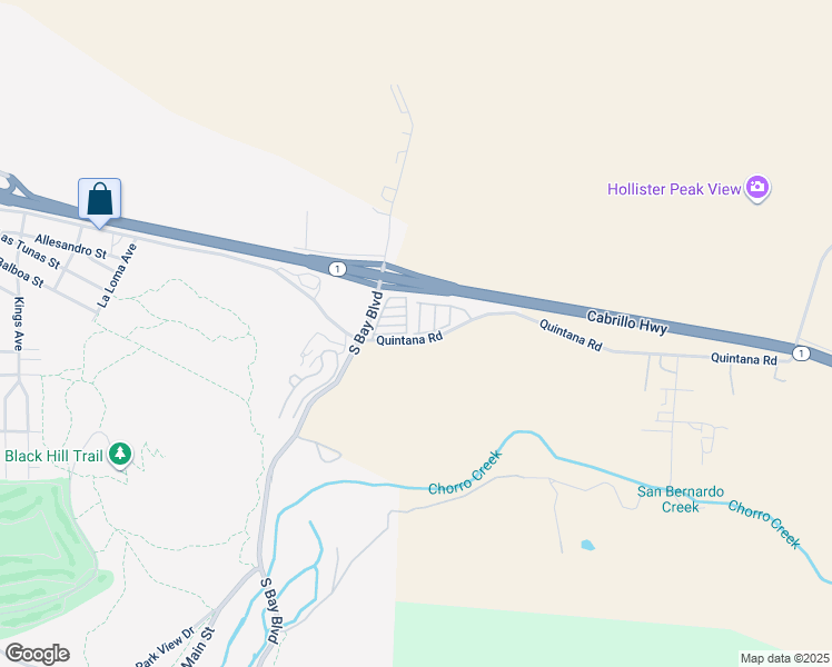 map of restaurants, bars, coffee shops, grocery stores, and more near 501 Pinon Drive in Morro Bay