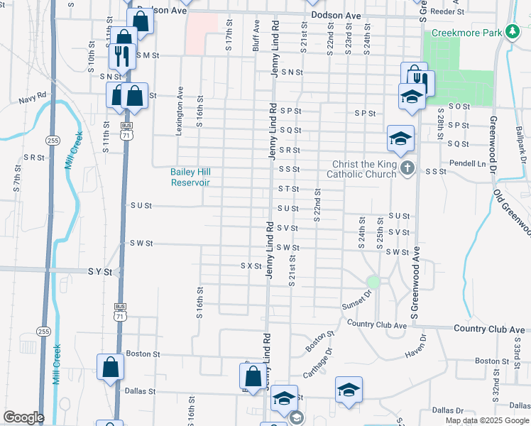 map of restaurants, bars, coffee shops, grocery stores, and more near 2200 Jenny Lind Road in Fort Smith