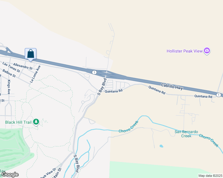 map of restaurants, bars, coffee shops, grocery stores, and more near 501 Pinon Drive in Morro Bay