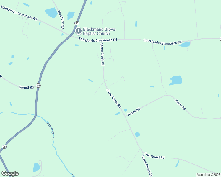 map of restaurants, bars, coffee shops, grocery stores, and more near 321 Stone Creek Road in Four Oaks