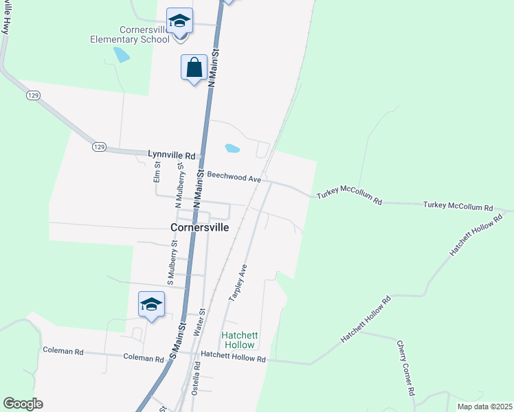 map of restaurants, bars, coffee shops, grocery stores, and more near 143 Underwood Street in Cornersville