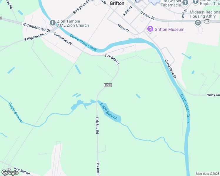 map of restaurants, bars, coffee shops, grocery stores, and more near 4214 Tick Bite Road in Grifton
