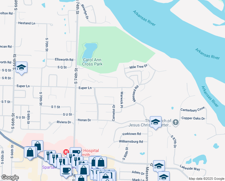 map of restaurants, bars, coffee shops, grocery stores, and more near 7824 Euper Lane in Fort Smith