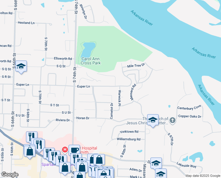 map of restaurants, bars, coffee shops, grocery stores, and more near 7824 Euper Lane in Fort Smith