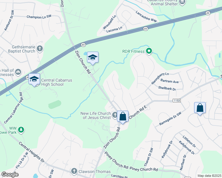 map of restaurants, bars, coffee shops, grocery stores, and more near 704 Continental Drive in Concord