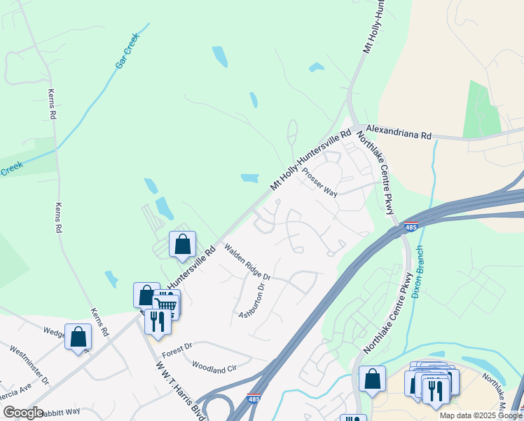 map of restaurants, bars, coffee shops, grocery stores, and more near 8255 Christmas Court in Charlotte
