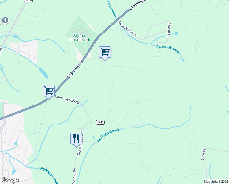 map of restaurants, bars, coffee shops, grocery stores, and more near 268 Sycamore Ridge Drive in Hendersonville