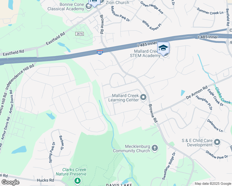 map of restaurants, bars, coffee shops, grocery stores, and more near 9018 Hedge Maple Road in Charlotte