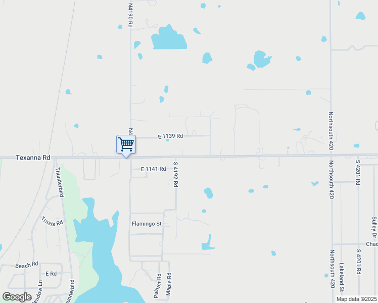 map of restaurants, bars, coffee shops, grocery stores, and more near 419295 Texanna Road in Eufaula