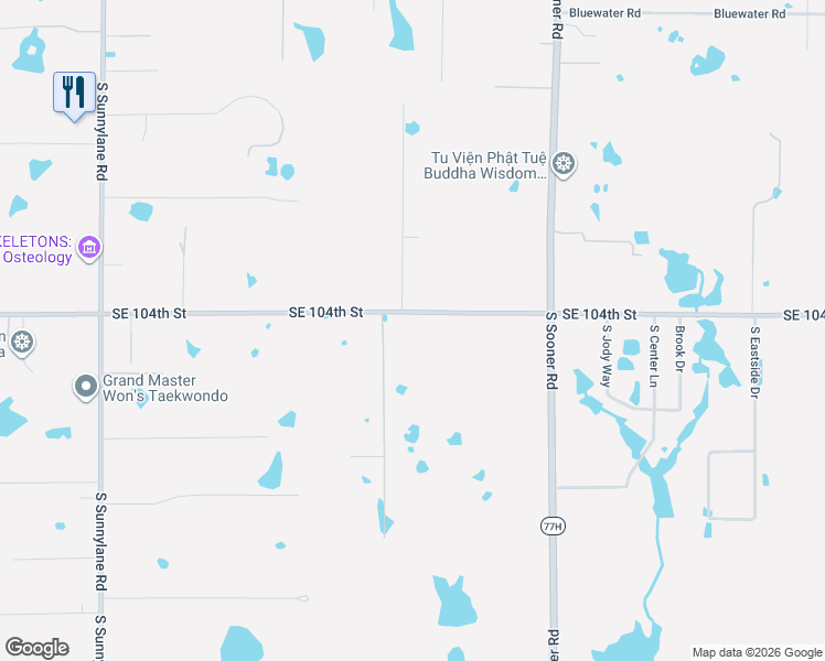 map of restaurants, bars, coffee shops, grocery stores, and more near 10500 South Granada Lane in Oklahoma City