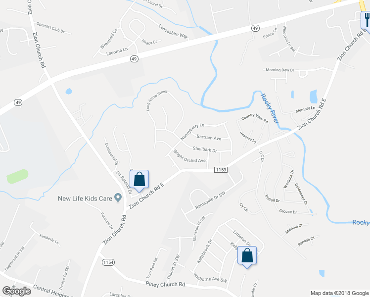 map of restaurants, bars, coffee shops, grocery stores, and more near 656 Shellbark Drive in Concord