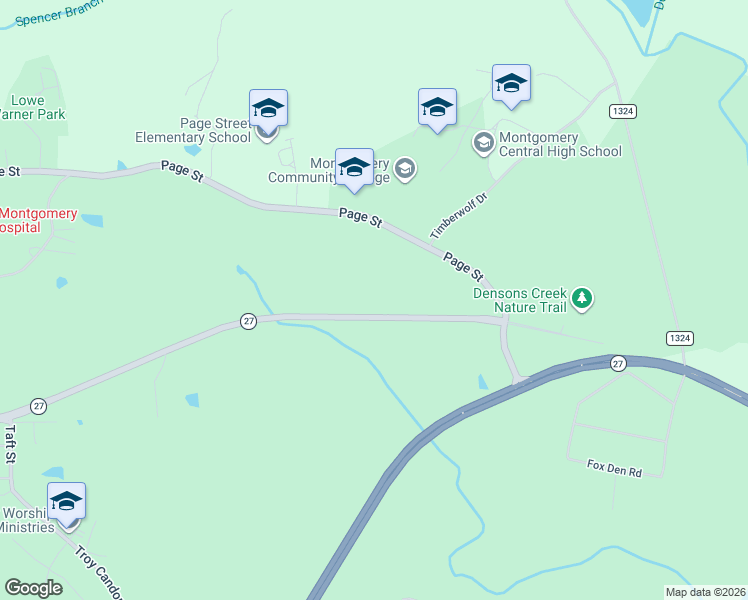 map of restaurants, bars, coffee shops, grocery stores, and more near 673 North Carolina 24 in Troy