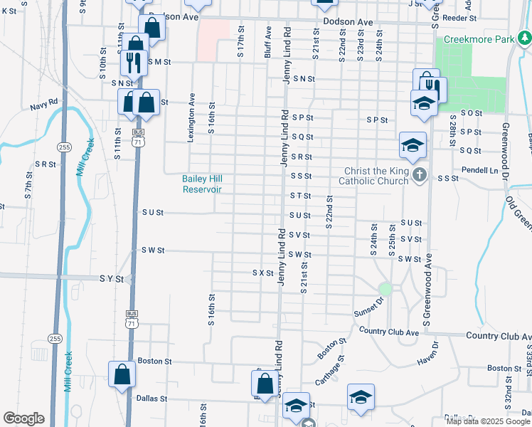 map of restaurants, bars, coffee shops, grocery stores, and more near 1810 South U Street in Fort Smith
