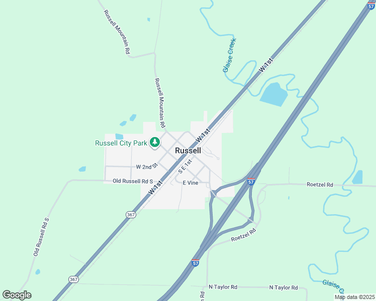 map of restaurants, bars, coffee shops, grocery stores, and more near in Russell